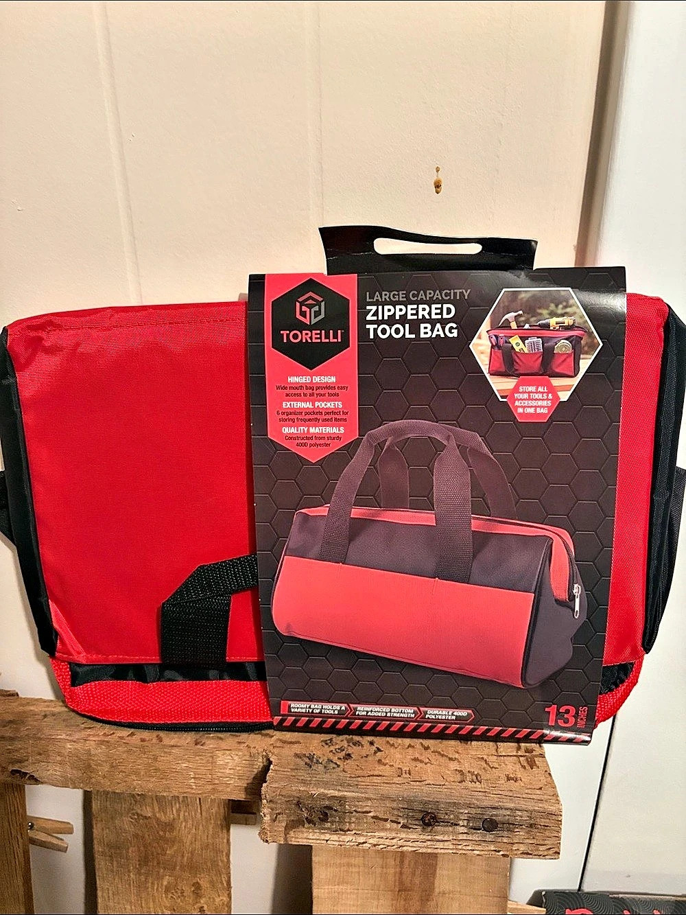 TORELLI Large Capacity Zippered Tool Bag Red & Black Tool Bag NWT